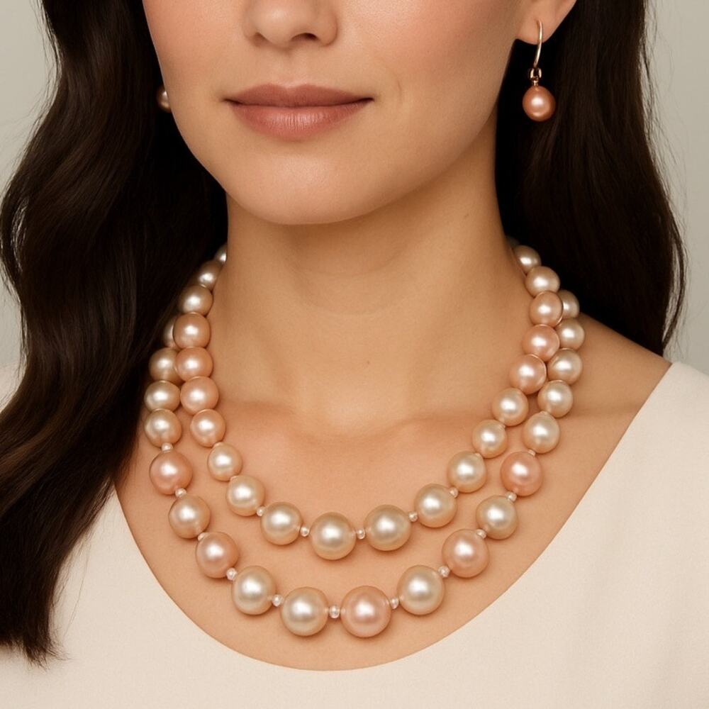 Fashion Faux Pearl double Strand Necklace